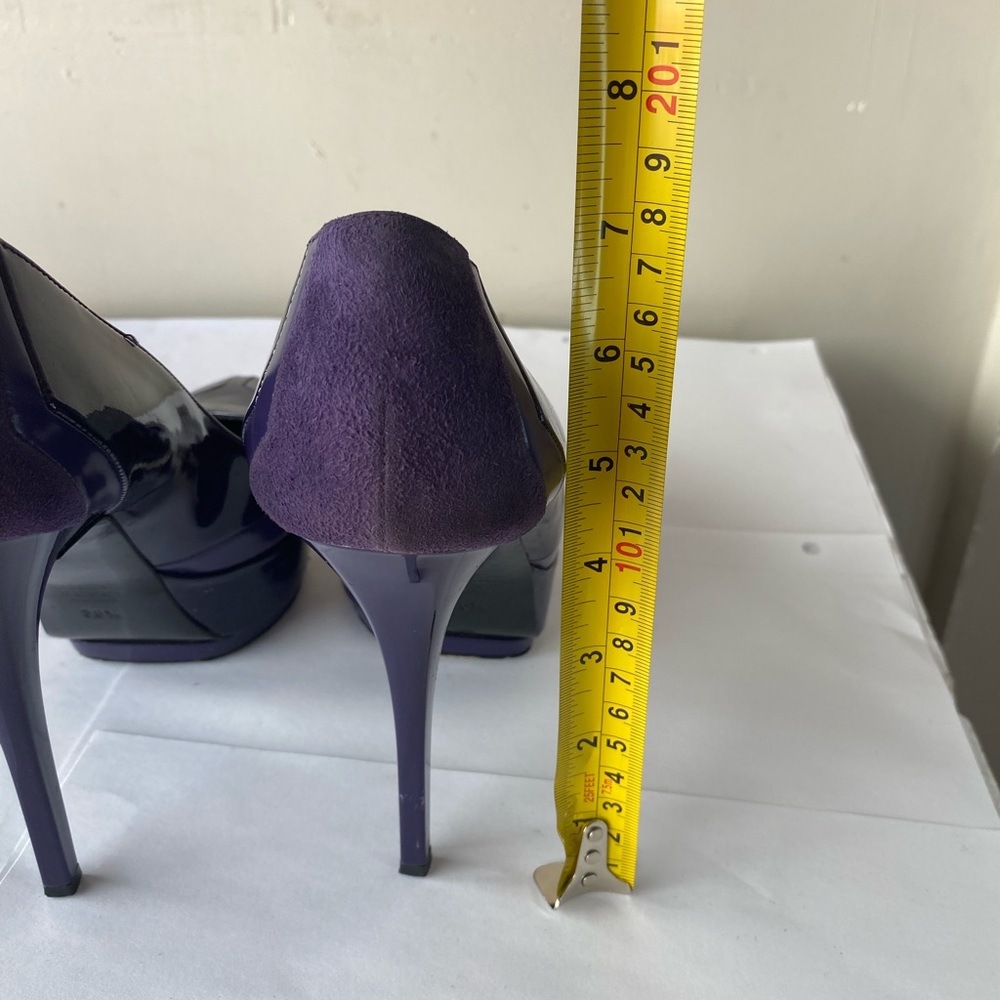 GUCCI Purple Patent & Leather Platform Pumps Suede Heel Size 38.5 US 8.5 - Picture 14 of 15